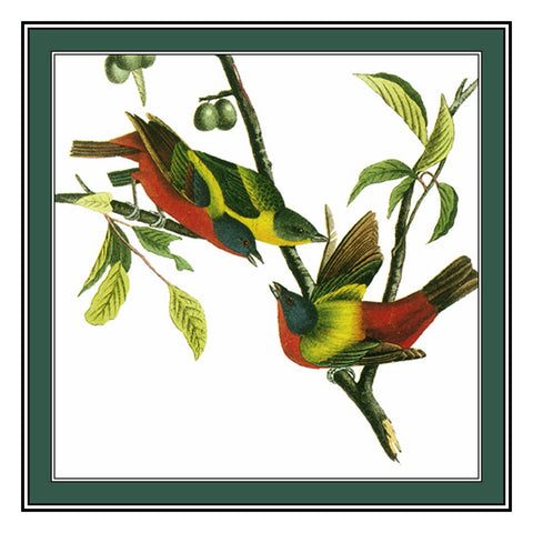 Painted Buntings Bird Illustration by John James Audubon Counted Cross Stitch Pattern DIGITAL DOWNLOAD