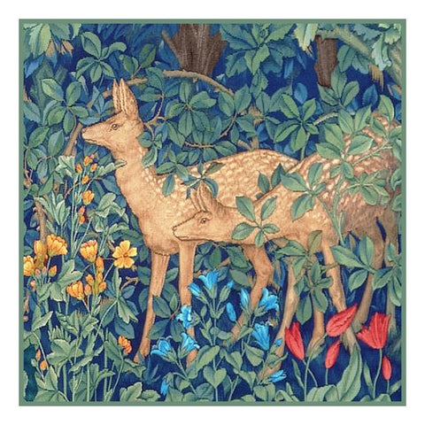 Forest Deer Design by William Morris and Company Counted Cross Stitch Pattern -Simplified - DIGITAL DOWNLOAD