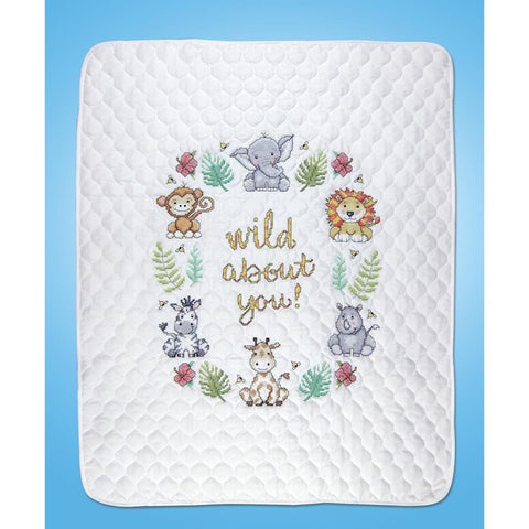  Tobin Noah's Ark Stamped for Cross Stitch Baby Quilt Kit,  White/Multicolor 43 x 34 : Arts, Crafts & Sewing