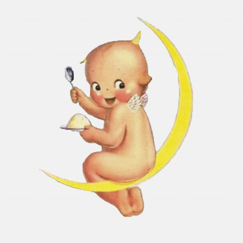 Kewpie Eating Ice Cream on the Moon by Rose O'Neill Counted Cross Stitch Pattern