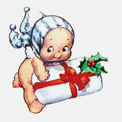 Kewpie Bringing a Christmas Present by Rose O'Neill Counted Cross Stitch Pattern