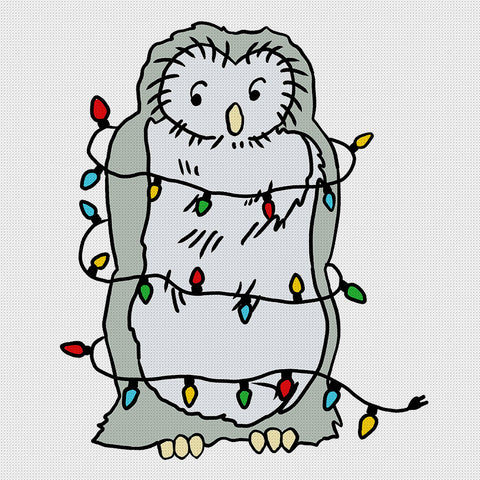 Wise Old Owl Tangled In Lights Winnie The Pooh Christmas  Counted Cross Stitch Pattern