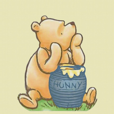 Winnie The Pooh with The Honey Pot Counted Cross Stitch Pattern DIGITAL DOWNLOAD