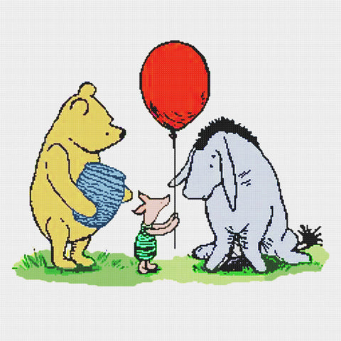 Winnie The Pooh Eeyore and Piglet Counted Cross Stitch Pattern DIGITAL DOWNLOAD