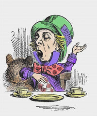 Tenniel's Mad Hatter Singing from Alice in Wonderland Counted Cross Stitch Chart Pattern