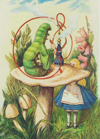 Tenniel's Alice and the Catepillar from Alice in Wonderland Counted Cross Stitch Chart Pattern