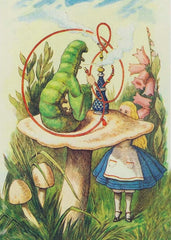 Tenniel's Alice and the Catepillar from Alice in Wonderland Counted Cross Stitch Chart Pattern