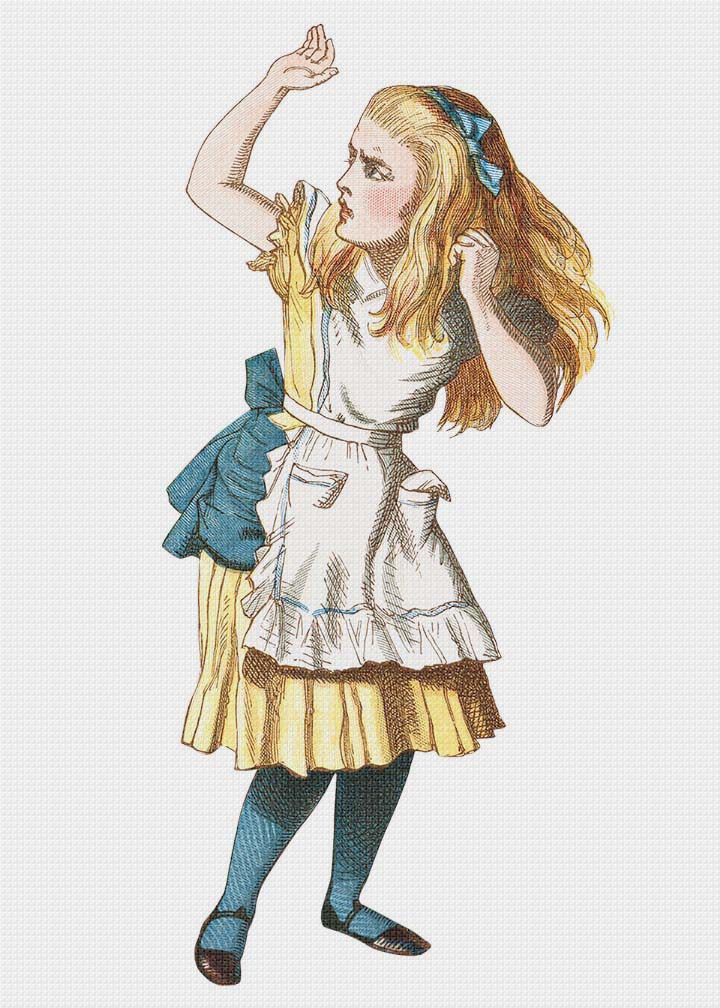 Tenniel's Alice from Alice in Wonderland Counted Cross Stitch Chart Pattern