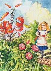 Tenniel's Alice and the Tiger Lily from Alice in Wonderland Counted Cross Stitch Chart Pattern