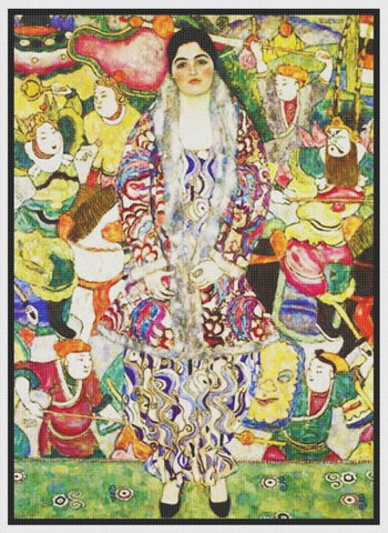 Symbolist Klimt Portrait Friderike Counted Cross Stitch Pattern -18 Count  DIGITAL DOWNLOAD