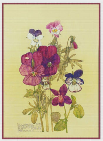 Charles Rennie Mackintosh's Wild Pansies Counted Cross Stitch Pattern