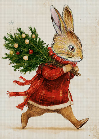 Father Rabbit Fetches the Christmas Tree by Beatrix Potter Counted Cross Stitch Pattern