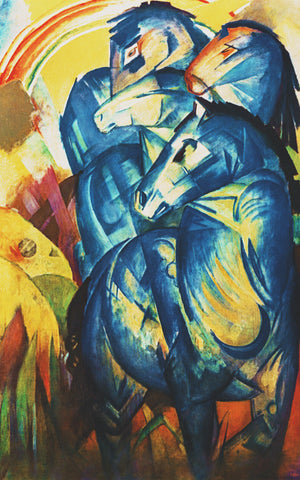 Stacked Horses by Expressionist Artist Franz Marc Counted Cross Stitch Pattern