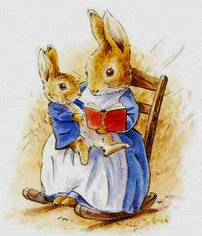 Mama Reads Peter A Story Christmas by Beatrix Potter Counted Cross Stitch Pattern