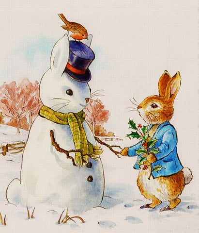 Peter Builds A Snow Rabbit Christmas by Beatrix Potter Counted Cross Stitch Pattern