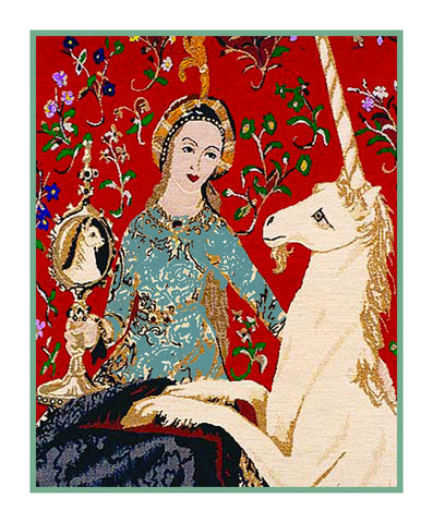 Sight Panel Detail from the Lady and The Unicorn Tapestries Counted Cross Stitch Pattern DIGITAL DOWNLOAD