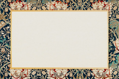 Frame To Stitch Wm. Morris Blue Chrysanthemums Counted Cross Stitch Chart Pattern