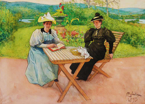 Afternoon Break in The Garden inspired by Swedish Carl Larsson  Counted Cross Stitch Pattern