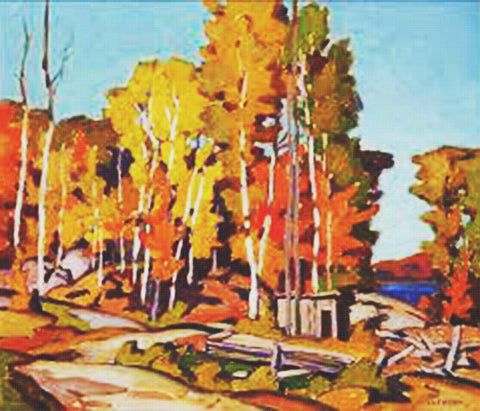 AJ Casson Autumn at Redstone Lake Ontario Canada Landscape Counted Cross Stitch Pattern