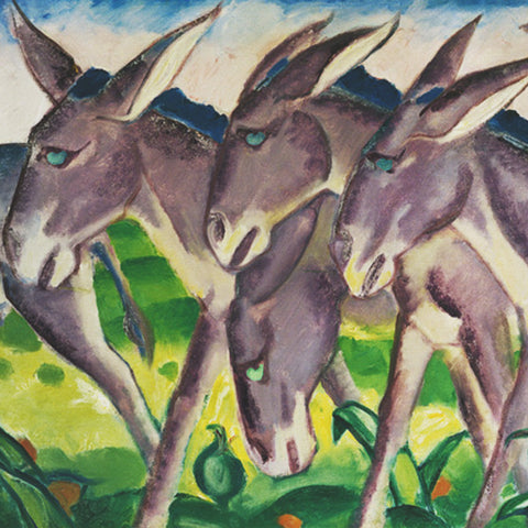 Donkeys by Expressionist Artist Franz Marc Counted Cross Stitch Pattern