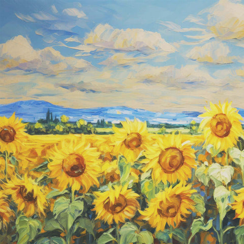 Impressionist Sunflowers Landscape Counted Cross Stitch Pattern DIGITAL DOWNLOAD