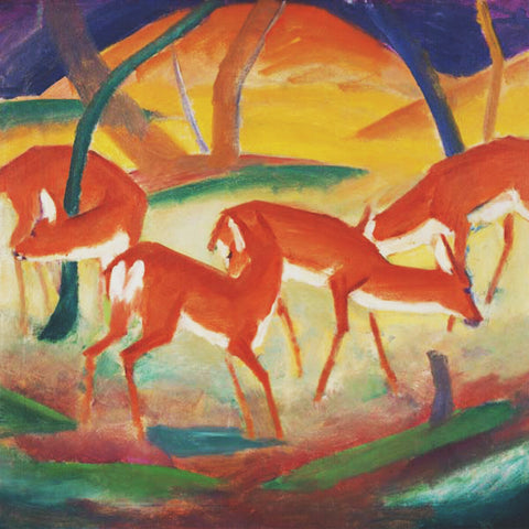 Red Deer by Expressionist Artist Franz Marc Counted Cross Stitch Pattern