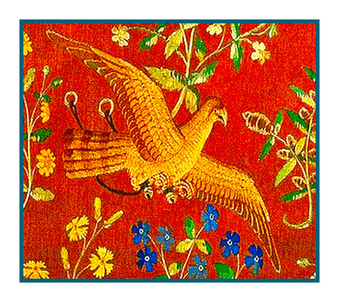 Bird Detail from Taste Panel from the Lady and The Unicorn Tapestries Counted Cross Stitch Pattern  DIGITAL DOWNLOAD