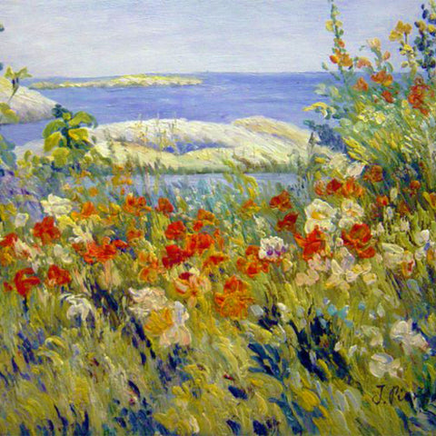 Poppies the Isle of Shoals detail by American Impressionist Painter Childe Hassam Counted Cross Stitch Pattern DIGITAL DOWNLOAD