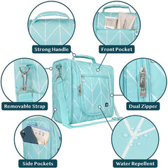 Deluxe Hanging Sewing Supply Organizer with Pockets By Pavilia-Teal Chevrons