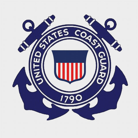 US American Coast Guard Crest Insignia Emblem Counted Cross Stitch Chart Pattern DIGITAL DOWNLOAD