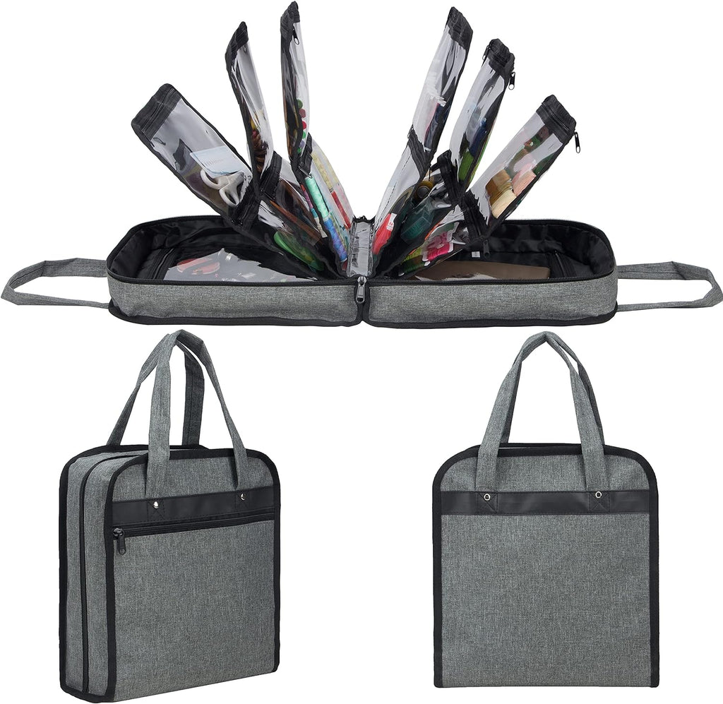 Embroidery X-Stitch Bag, Sewing Accessories Storage Bag, with Handles- Grey