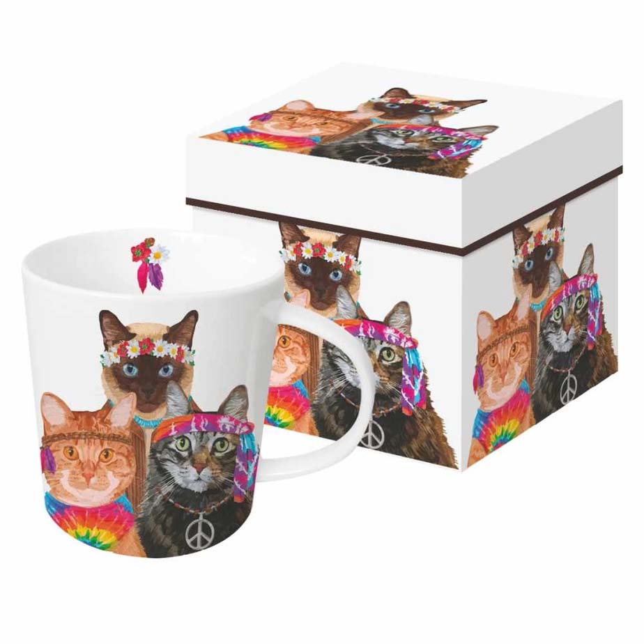 Groovy Cats Mug in a Gift Box by Contemporary Artist Two Can Art from PPD