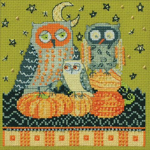 AUTUMN OWLS designed by Debbie Mumm Counted Cross Stitch Kit 4.5