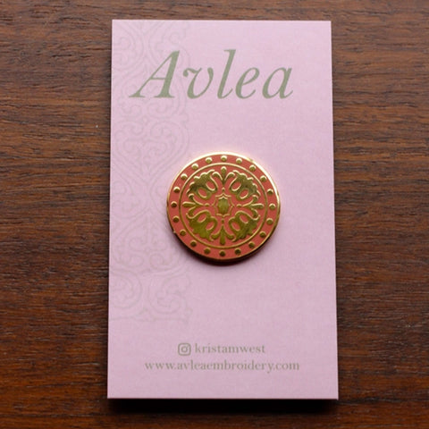 Byzantine Tulip Enamel Needleminder or Pin by Avlea Folk Embroidery