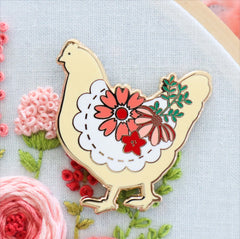 Farmhouse Floral Chicken Magnetic Needle Minder by Flamingo Toes