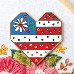 Sweet Freedom Heart Flag Magnetic Needle Minder by Flamingo Toes