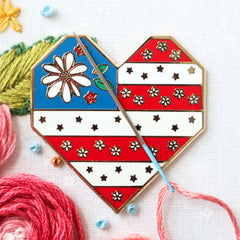 Sweet Freedom Heart Flag Magnetic Needle Minder by Flamingo Toes