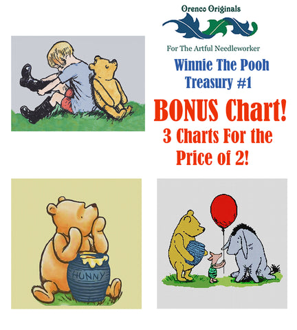 Winnie The Pooh Deluxe Treasury # 1-Three Counted Cross Stitch Patterns Charts BONUS: 3 charts for the price of 2!