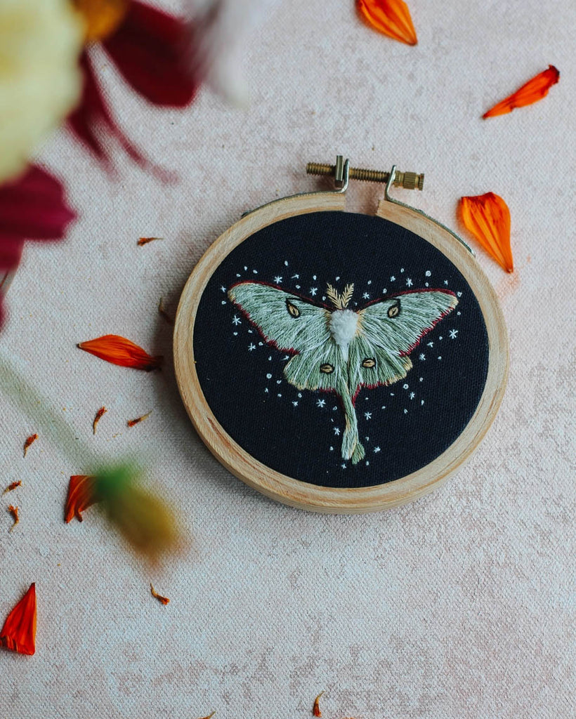 Luna Moth Embroidery Kit By Harvest Goods Co.