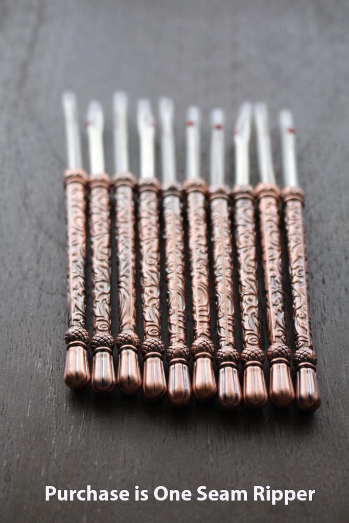 Antique Copper Metal Engraved Seam Ripper