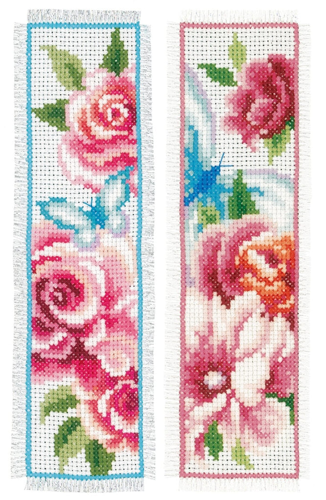 Flowers and Butterflies -Vervaco Bookmarks Counted Cross Stitch Kit 2.5"X8" 2/Pkg