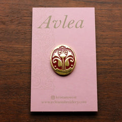 Byzantine Rhodora Enamel Needleminder or Pin by Avlea Folk Embroidery