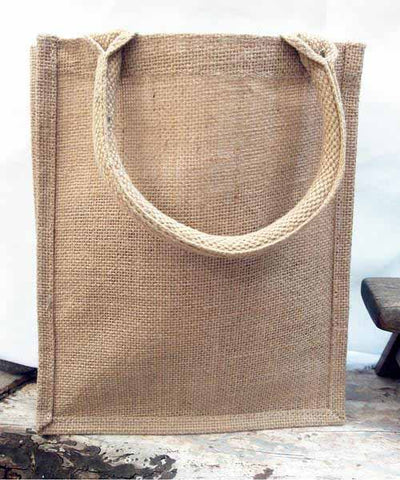 Small Burlap Jute Book Bag with Full Gusset