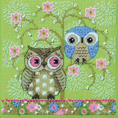 SPRING OWLS designed by Debbie Mumm Counted Cross Stitch Kit 4.5"X4.5"Mill Hill
