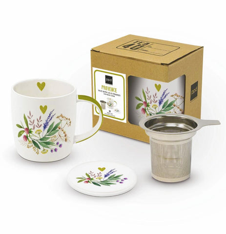 Tea Mug With Lid & Strainer-Provence by from PPD