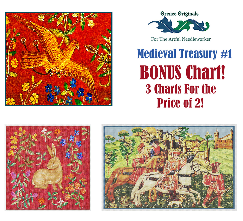 Medieval Deluxe Treasury# 1-Three Counted Cross Stitch Patterns Charts