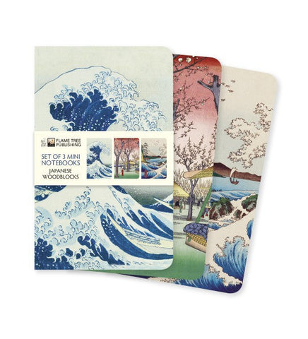 Japanese Woodblocks Set of 3 Mini Notebooks