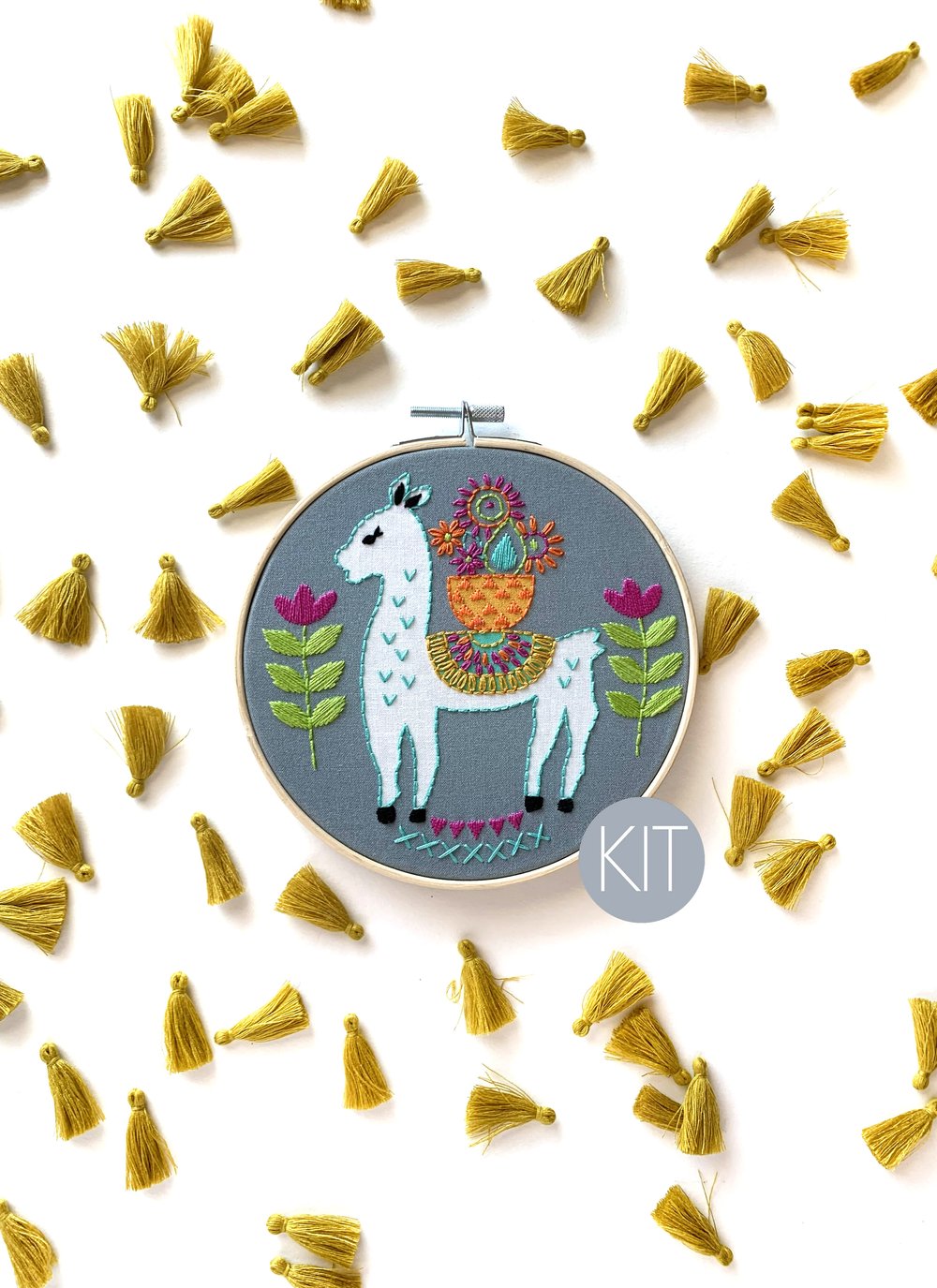 Llama embroidery kit