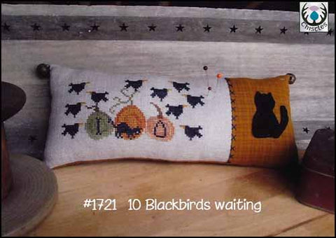 10 Blackbirds Waiting by Thistles Counted Cross Stitch Pattern