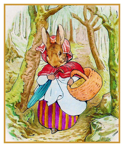 Mrs Rabbit Goes to Market inspired by Beatrix Potter Counted Cross Sti ...